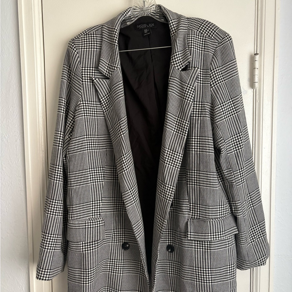 Rachel Zoe Black and White Houndstooth Blazer